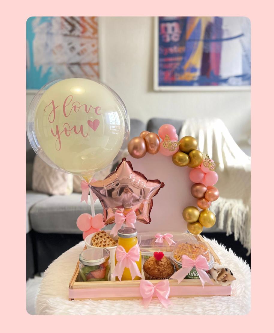 Desayuno sorpresa con globo I Love You